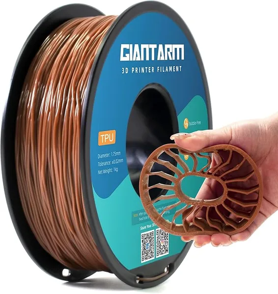 GiantArm GIANTARM TPU Filament 1Kg(2.2lbs), Brown Filament TPU, 95A Flexible 3D Printer Filament with High Elasticity, ± Accuracy, Neatly Wound & Moistureproof, Non-Clogging,TPU Brown