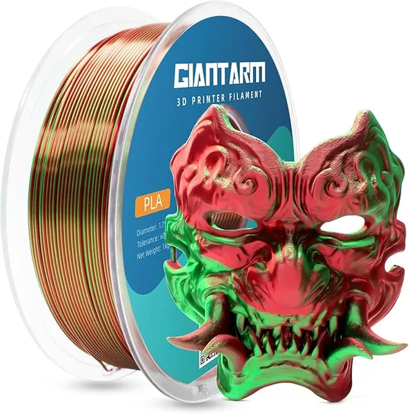 GiantArm GIANTARM 3D Printer Filament,Shiny Silk Red Green Dual PLA Filament Dimensional Accuracy +/-, 1080 Feet per Roll, Vacuum Packaging, for Most 3D FDM Printer