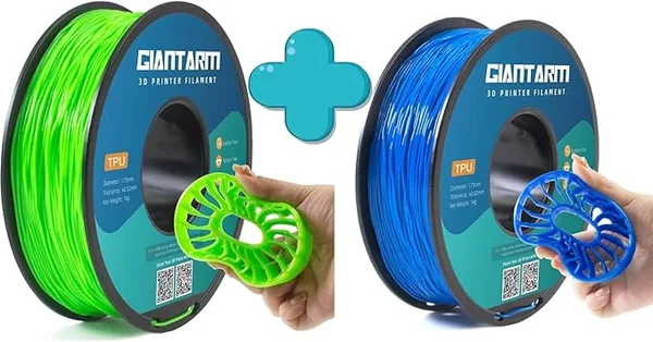 GiantArm GIANTARM 3D Printer Filament 1kg,Green TPU and Blue TPU Dimensional Acuuracy +/-,1080 Feet Per Roll,Vacuum Packaging