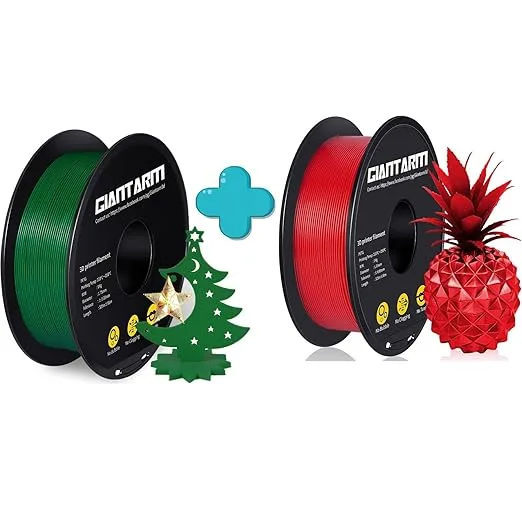 GiantArm GIANTARM 3D Printer Filament 1kg,Green PETG and Red PETG Dimensional Acuuracy +/-,1080 Feet Per Roll,Vacuum Packaging