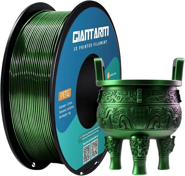 GiantArm GIANTARM PETG Filament 1Kg(2.2lb), Metallic Green Filament PETG for 3D Printer, ± Accuracy, High Precision, Strong Toughness, Neatly Wound & Moistureproof, Metal Green