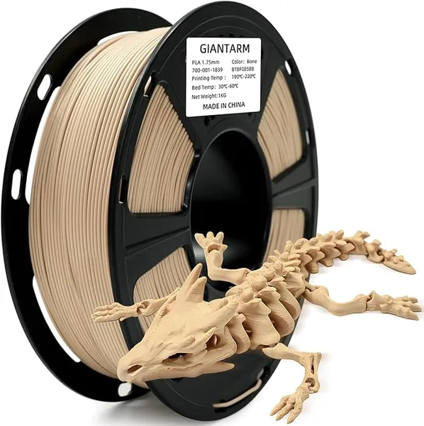 GiantArm GIANTARM PLA Filament,3D Printer Filament,Neatly Wound Bone White 3D Printing Filament for Most FDM 3D Printers,Dimensional Accuracy +/-,1kg Spool (2.2lbs)