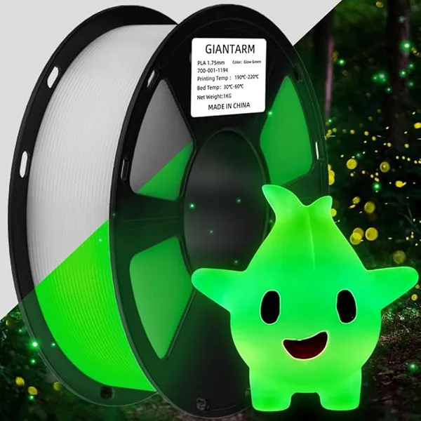 GiantArm GAINTARM Glow in The Dark Filament,Luminous Green 3D Printer Filament,Dimensional Accuracy +/-,High Brightness and Long Time Glow, Christmas Green Fit for Most FDM 3D Printer