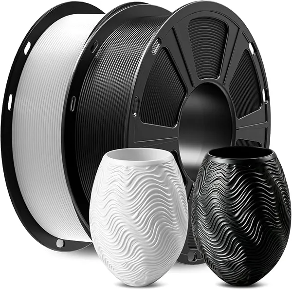GiantArm GIANTARM 2PC PLA 3D Printer Filament 2kg Spool +/-, 1080 Feet per Roll, Vacuum Packaging(Black+White)