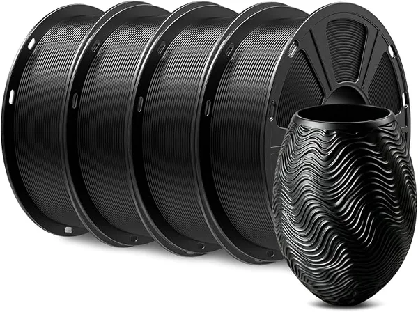 GiantArm GIANTARM 4PC Black PLA 3D Printer Filament 4kg Spool +/-, 1080 Feet per Roll, Vacuum Packaging