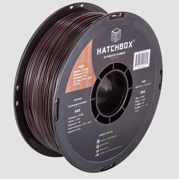 HATCHBOX BROWN ABS FILAMENT -, 1KG SPOOL