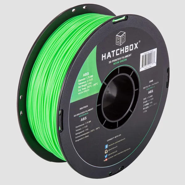 HATCHBOX NEON GREEN ABS FILAMENT -, 1KG SPOOL