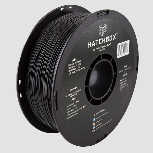 HATCHBOX BLACK ABS FILAMENT -, 1KG SPOOL
