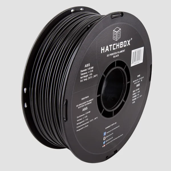 HATCHBOX BLACK ABS FILAMENT -, 1KG SPOOL