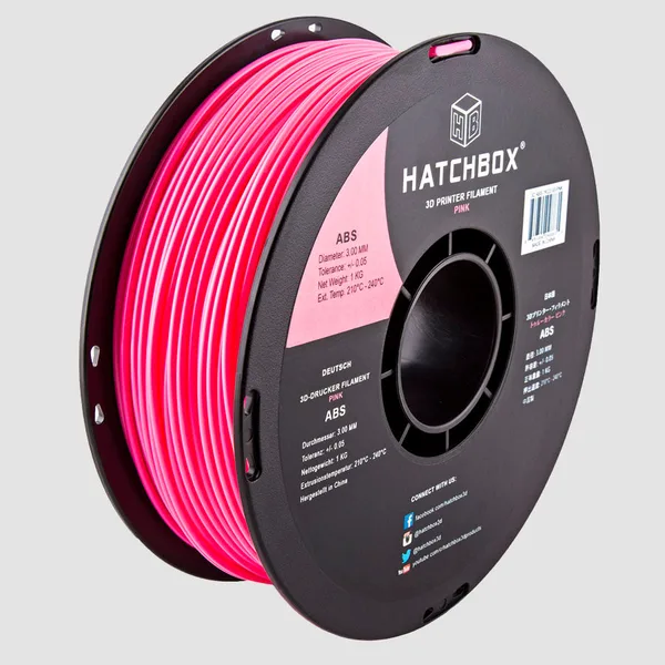 HATCHBOX PINK ABS FILAMENT -, 1KG SPOOL