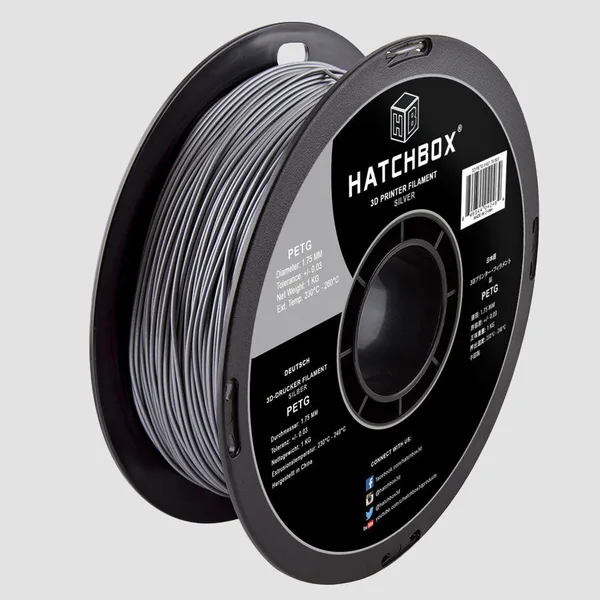 HATCHBOX SILVER PETG FILAMENT -, 1KG SPOOL