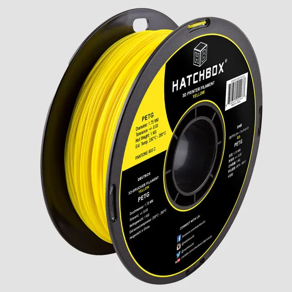 HATCHBOX YELLOW PETG FILAMENT -, 1KG SPOOL