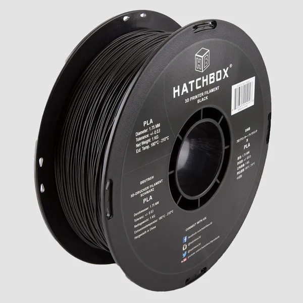HATCHBOX BLACK PLA FILAMENT -, 1KG SPOOL