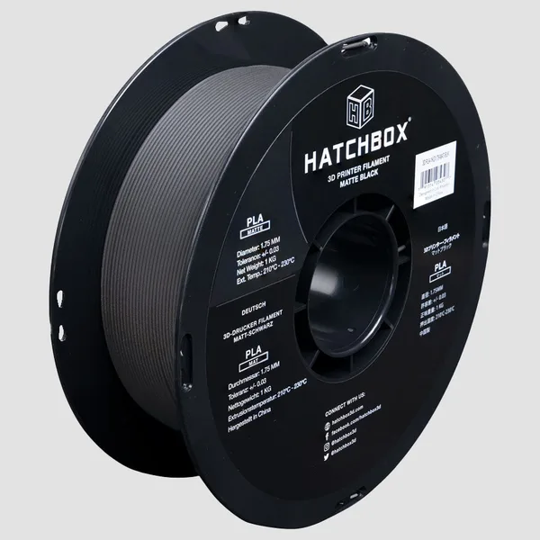HATCHBOX BLACK MATTE PLA FILAMENT -, 1KG SPOOL
