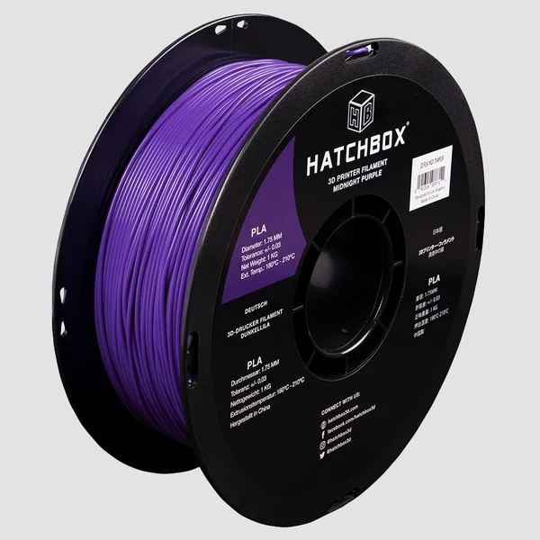 HATCHBOX MIDNIGHT PURPLE PLA FILAMENT -, 1KG SPOOL
