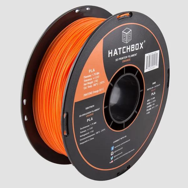 HATCHBOX ORANGE PLA FILAMENT -, 1KG SPOOL