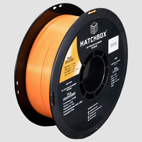 HATCHBOX METALLIC FINISH ORANGE PLA FILAMENT -, 1KG SPOOL