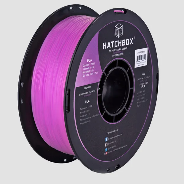 HATCHBOX UV COLOR CHANGING PURPLE PLA FILAMENT -, 1KG SPOOL