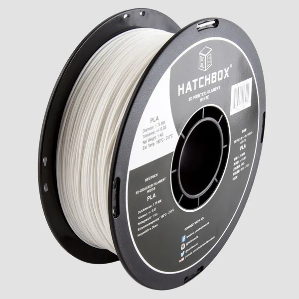 HATCHBOX WHITE PLA FILAMENT -, 1KG SPOOL
