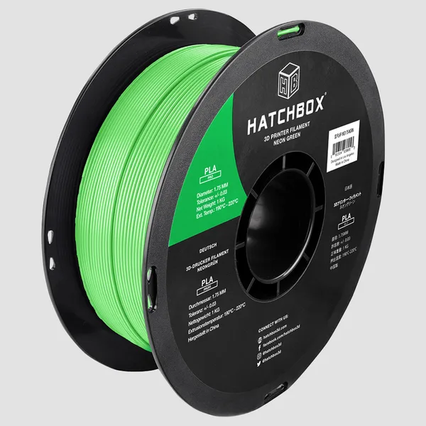 HATCHBOX NEON GREEN PLA PRO+ FILAMENT -, 1KG SPOOL
