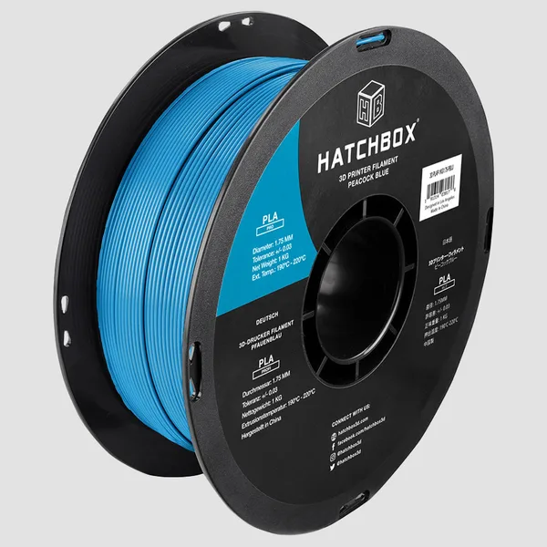HATCHBOX PEACOCK BLUE PLA PRO+ FILAMENT -, 1KG SPOOL