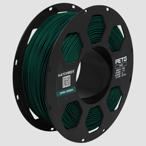 HATCHBOX DARK GREEN RAPID PETG FILAMENT –, 1KG SPOOL