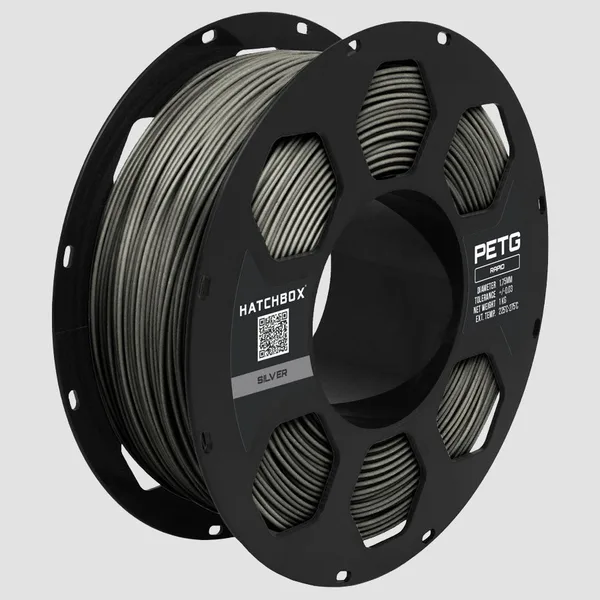 HATCHBOX SILVER RAPID PETG FILAMENT –, 1KG SPOOL
