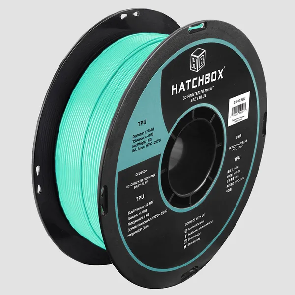 HATCHBOX BABY BLUE TPU FILAMENT -, 1KG SPOOL (SHORE 95A)