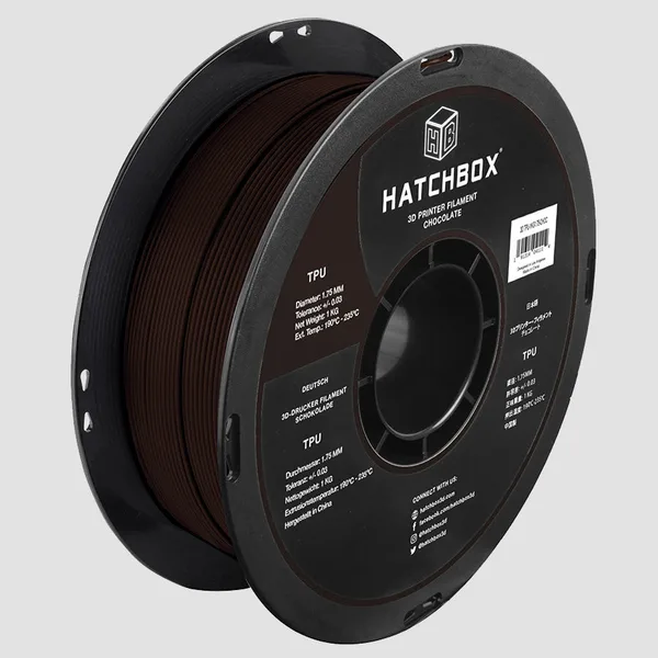 HATCHBOX CHOCOLATE TPU FILAMENT -, 1KG SPOOL (SHORE 95A)