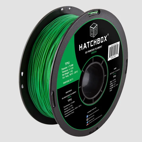 HATCHBOX GREEN TPU FILAMENT -, 1KG SPOOL (SHORE 95A)