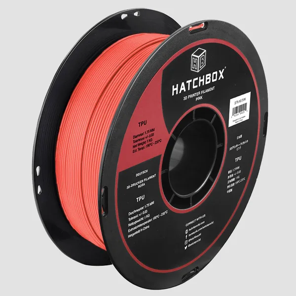 HATCHBOX PINK TPU FILAMENT -, 1KG SPOOL (SHORE 95A)