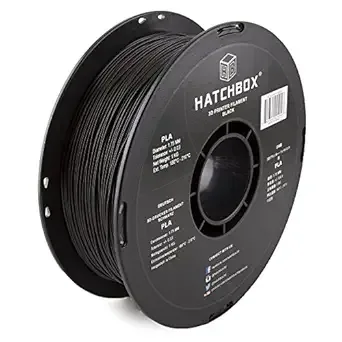 HATCHBOX HATCHBOX Black PLA 3D Printer Filament, 1 KG Spool, Dimensional Accuracy +/-, 3D Printing Filament