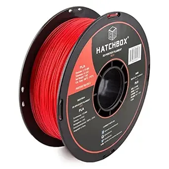 HATCHBOX HATCHBOX Red PLA 3D Printer Filament, 1 KG Spool, Dimensional Accuracy +/-, 3D Printing Filament