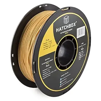 HATCHBOX HATCHBOX Gold PLA 3D Printer Filament, 1 KG Spool, Dimensional Accuracy +/-, 3D Printing Filament