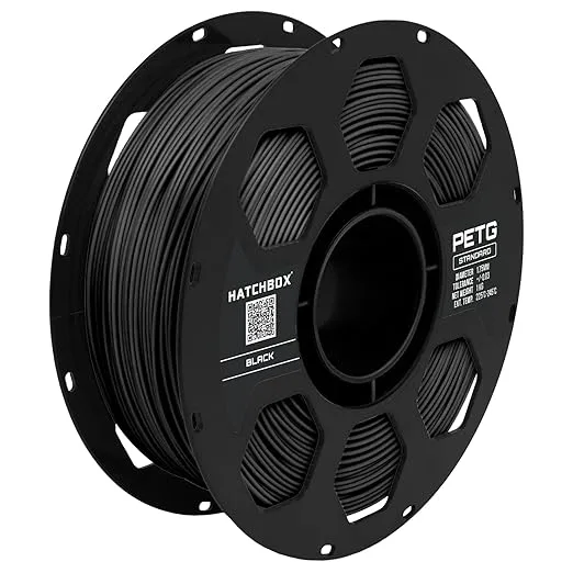 HATCHBOX HATCHBOX PETG 3D Printer Filament, Dimensional Accuracy +/-, 1 kg Spool, Black