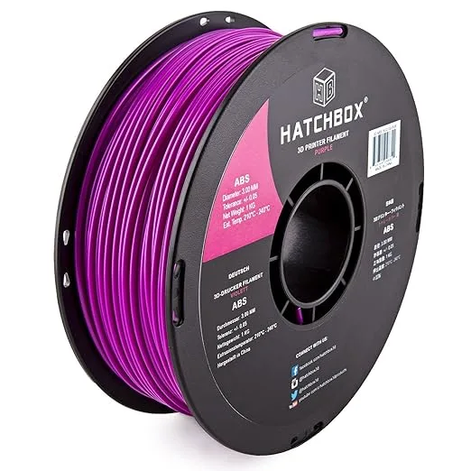HATCHBOX HATCHBOX ABS 3D Printer Filament, Dimensional Accuracy +/-, 1 kg Spool, Purple (3D ABS-1KG3.00-PUR)