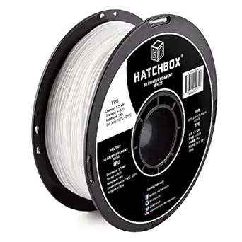 HATCHBOX HATCHBOX White TPU 3D Printer Filament Shore 95A, 1 KG Spool, Dimensional Accuracy +/-, 3D Printing Filament
