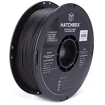 HATCHBOX PLA 3D Printer Filament, Dimension Accuracy +/-, 1kg Spool, Carbon