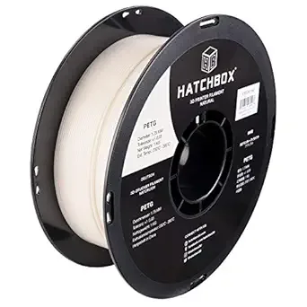 HATCHBOX HATCHBOX Natural PETG 3D Printer Filament, 1 KG Spool, Dimensional Accuracy +/-, 3D Printing Filament