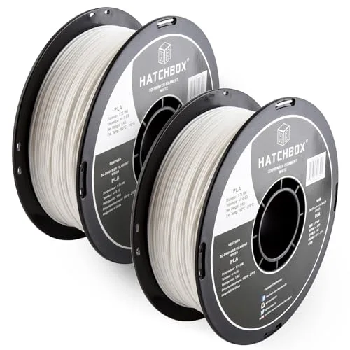 HATCHBOX HATCHBOX 2 Pack Bundle of 1KG PLA 3D Printer Filaments, 2KG Total, Dimensional Accuracy +/-, 3D Printing Filament Spools