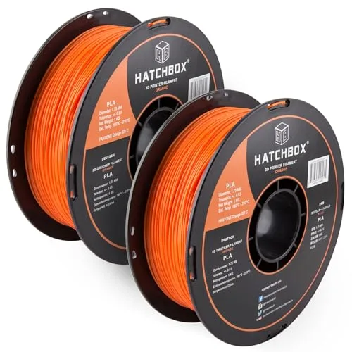 HATCHBOX HATCHBOX 2 Pack Bundle of 1KG PLA 3D Printer Filaments, 2KG Total, Dimensional Accuracy +/-, 3D Printing Filament Spools
