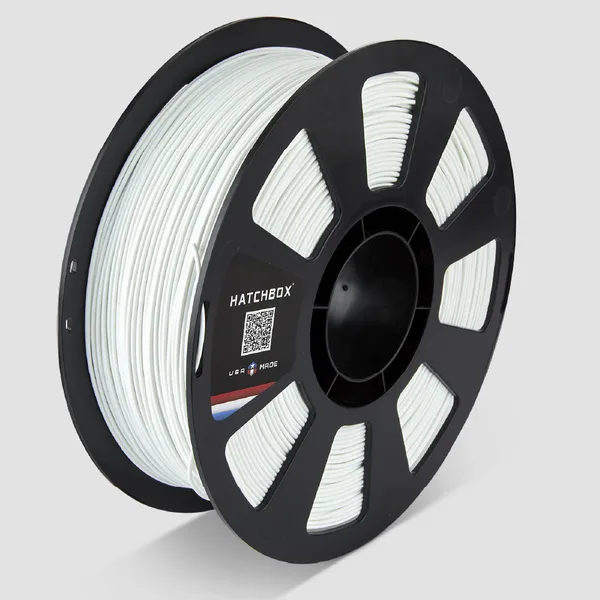 HATCHBOX WHITE PLA MAX V2 FILAMENT -, 1KG SPOOL