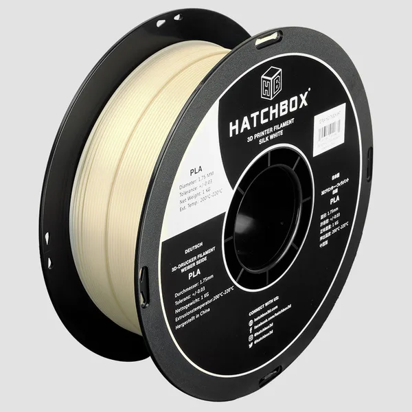 HATCHBOX SILK WHITE PLA FILAMENT -, 1KG SPOOL