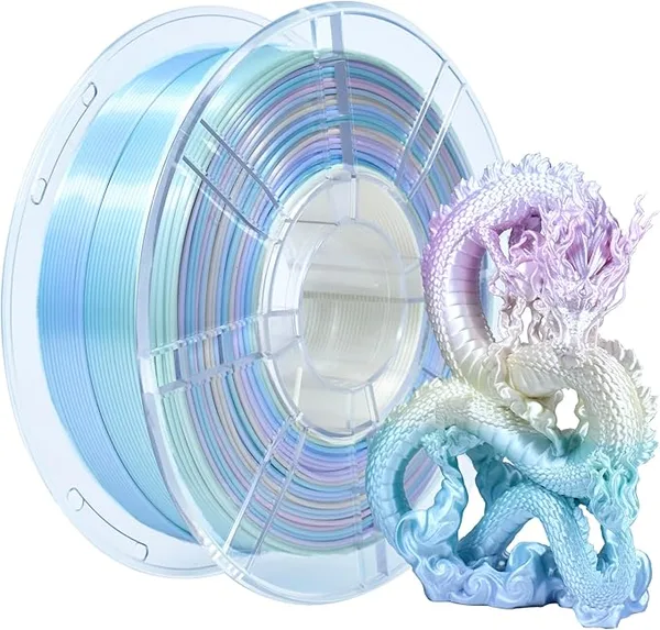 iBoss iBOSS Rainbow 3D PLA PRO Filament +/-, 1KG Macaron Rainbow Silk PLA+ 3D Printer Filament Color Changing Multicolor Filament 3D FDM Printers, Durable and Resistant PLA Plus