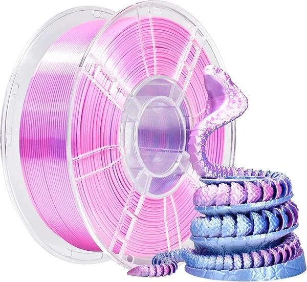 iBoss iBOSS PLA Plus Filament Dual Color, Shiny Silk PLA PRO 1kg 3D Printer Filament, Coextruded 3D Printing Filament Magic PLA+, Fits for Most FDM 3D Printers (Silk Purple Silver)
