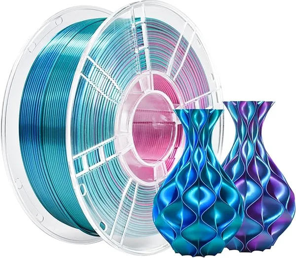iBoss iBOSS Silk PLA Plus Filament 1kg, 3D Printer Filament Tri-Colors Coextrusion PLA+ Filament, PLA PRO with Silk PLA Red-Blue-Cyan, 3D Printing Filament +/- for 3D Printer
