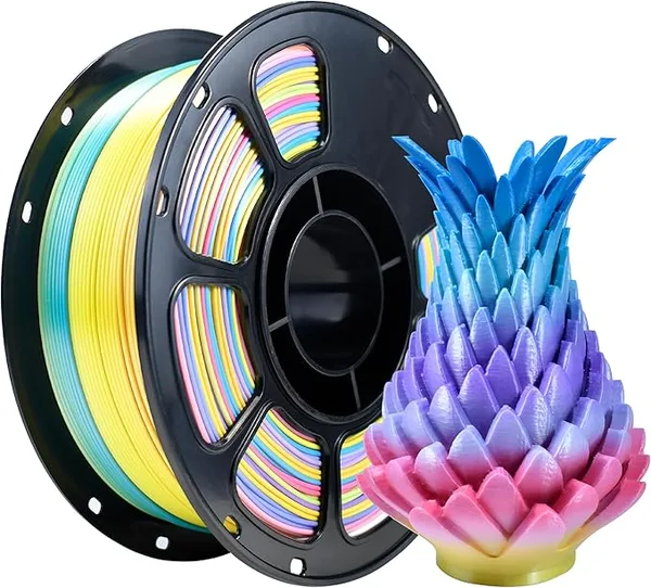 iBoss iBOSS Silk Mini Rainbow PLA+ Filament, Multicolor Shiny 3D Printer Filament +/-, Fast Color Change Each 8 Meters, 1kg/2.2lbs, PLA Plus Silk Mini Rainbow Filament
