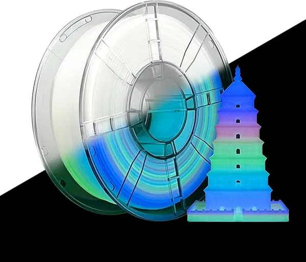 iBoss iBOSS PLA+ Filament Glow in The Dark, Rainbow PLA Plus Multicolor Fast Change 3D Printer Filament, 1KG Spool (2.2lbs), Dimensional Accuracy +/-, Noctilucent Rainbow 03
