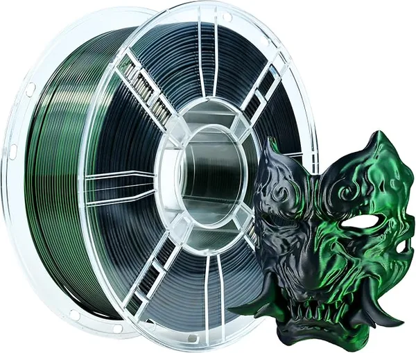 iBoss iBOSS Silk PLA+ Filament +/- Black Green Dual Color PLA Plus 3D Printer Filament 2 in 1 Coextrusion 1KG Spool(2.2lbs) 3D Printing Filament Fits for Most FDM 3D Printers