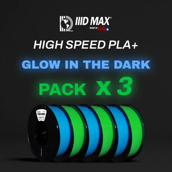 IIID Max 3 x 1kg Glow in the Dark PLA+ Filament